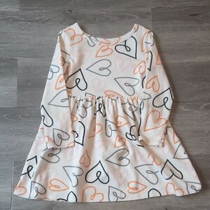 Cat & Jack White and Black Pleated Long Sleeve Sundress